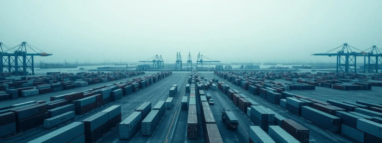 Aerial view of a container terminal, used as an institutional texture.