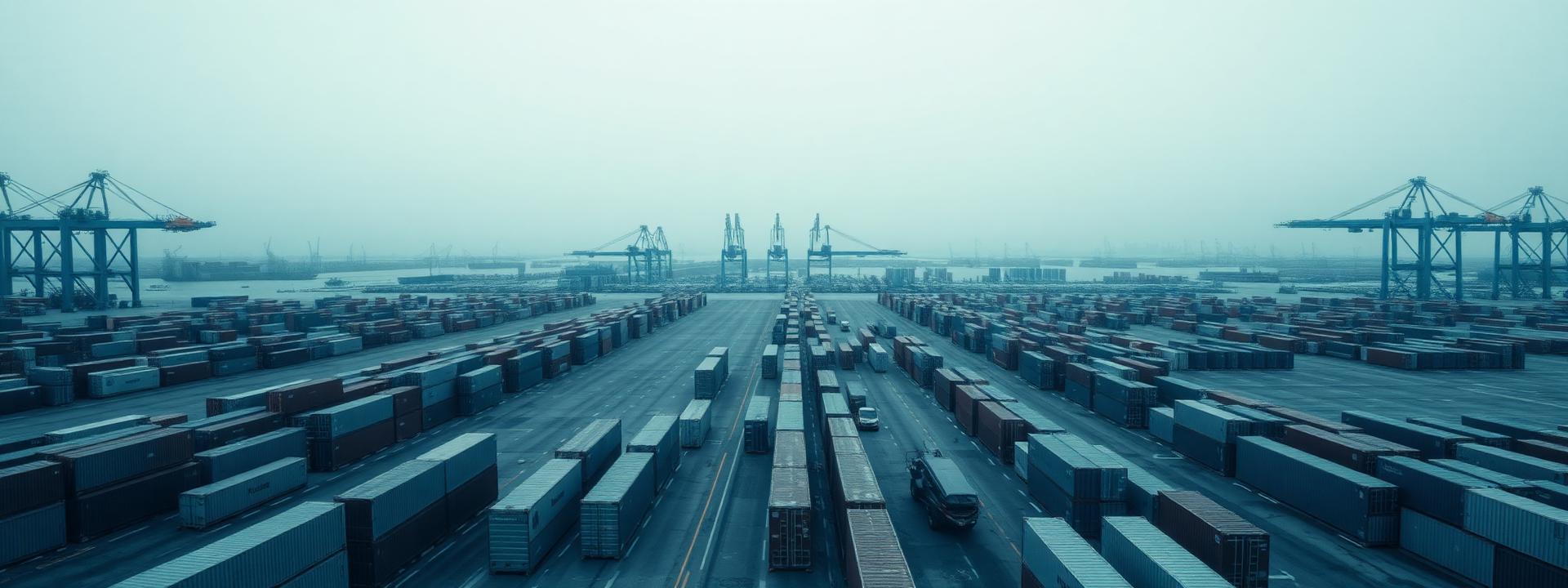 Aerial view of a container terminal, used as an institutional texture.
